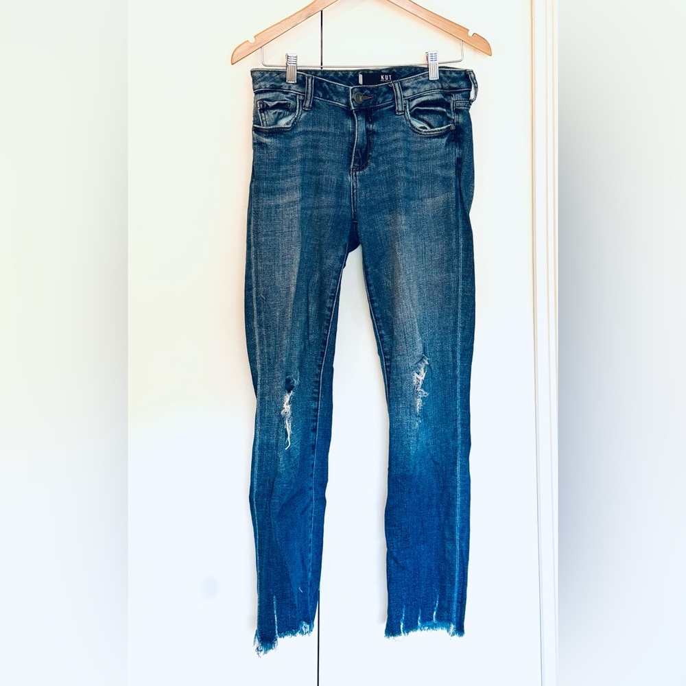Kut Blue Distressed Ankle Jeans